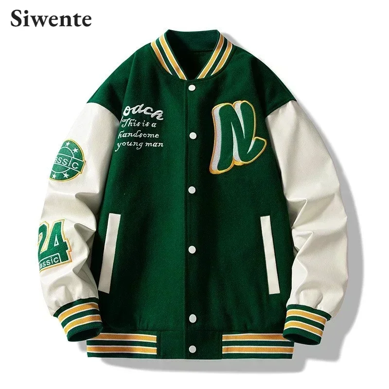 American Trend Baseball Uniform Youth Embroidered Loose Letter Jacket for Men - £27.68 GBP