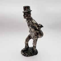 Vintage Miniature Silver Plated Figure Statue Traveler with Bag Made in ... - £74.05 GBP