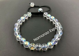 Natural Aura Quartz 8x8 mm Round Beads Thread Bracelet TB-77 - £7.97 GBP