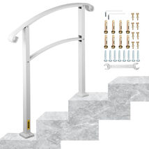 VEVOR 3-Step Handrails for Outdoor Steps Fits 1 or 3 Steps, White, Wroug... - $62.99