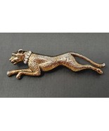 Cheetah Brooch 3.5&quot; Pin Pinback Cat Gold-Toned Rhinestone Collar Running... - £7.50 GBP