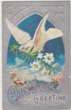 Easter Greeting Postcard 1912 Dove Lily Lilies Amsterdam New York  - £2.34 GBP