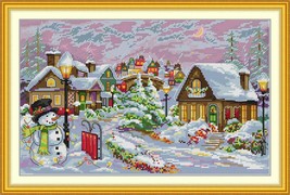 14ct Cross Stitch Kit, DIY gifts, Embroidery Kit, Snowy Christmas Eve 42... - $12.99