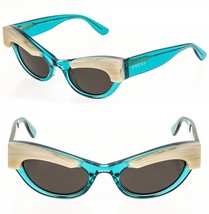 GUCCI ARIA 1167 Transparent Light Blue Horn Brow Cat Sunglasses GG1167S 004 - £394.88 GBP