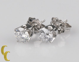 Round Diamond 1.00 carat 14k White Gold Stud Earrings w/ Butterfly Backs - $48,651.84 MXN