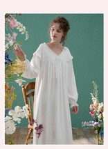 White Victorian Cotton Nightie, Vintage Cotton Nightgown, Sleepwear For Women, P - £119.21 GBP