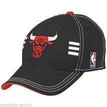 Chicago Bulls Free Shipping Basketball Mens Black Cap Hat Adidas Fit Small Med - $22.01
