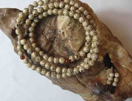 Tibetan 108 Natural WHITE SANDALWOOD Meditation Prayer Beads - £15.95 GBP