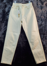 Topshop Mom Jeans Women Size 4 Cream Denim Cotton Pocket Straight Leg Flat Front - £19.76 GBP