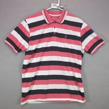 Bobson Japan Men&#39;s XL Polo Shirt Pink Brown White Striped Preppy Streetwear - $30.00