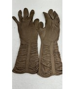 VNTG 50-60s Fownes  Womens Fashion Gloves Sz 6.5 Rayon Beige/ Brown - $20.77 CAD
