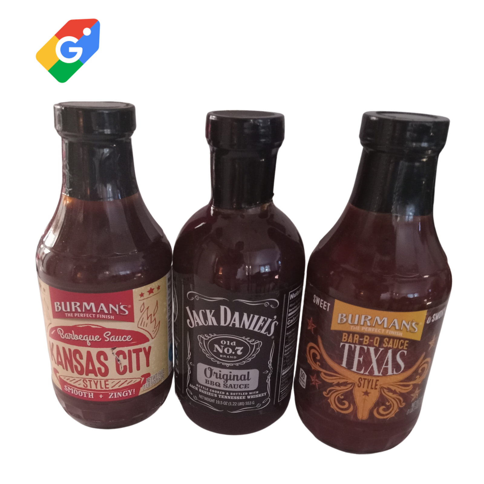 Jack Daniels Bbq Sauce Original, Burnams Kansas City, & Burman's Texas Bbq Sauce - $24.00