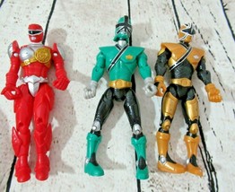 Power Rangers Green Black Gold Samuri + Wild force Red Ranger 5&quot; figures - £9.49 GBP