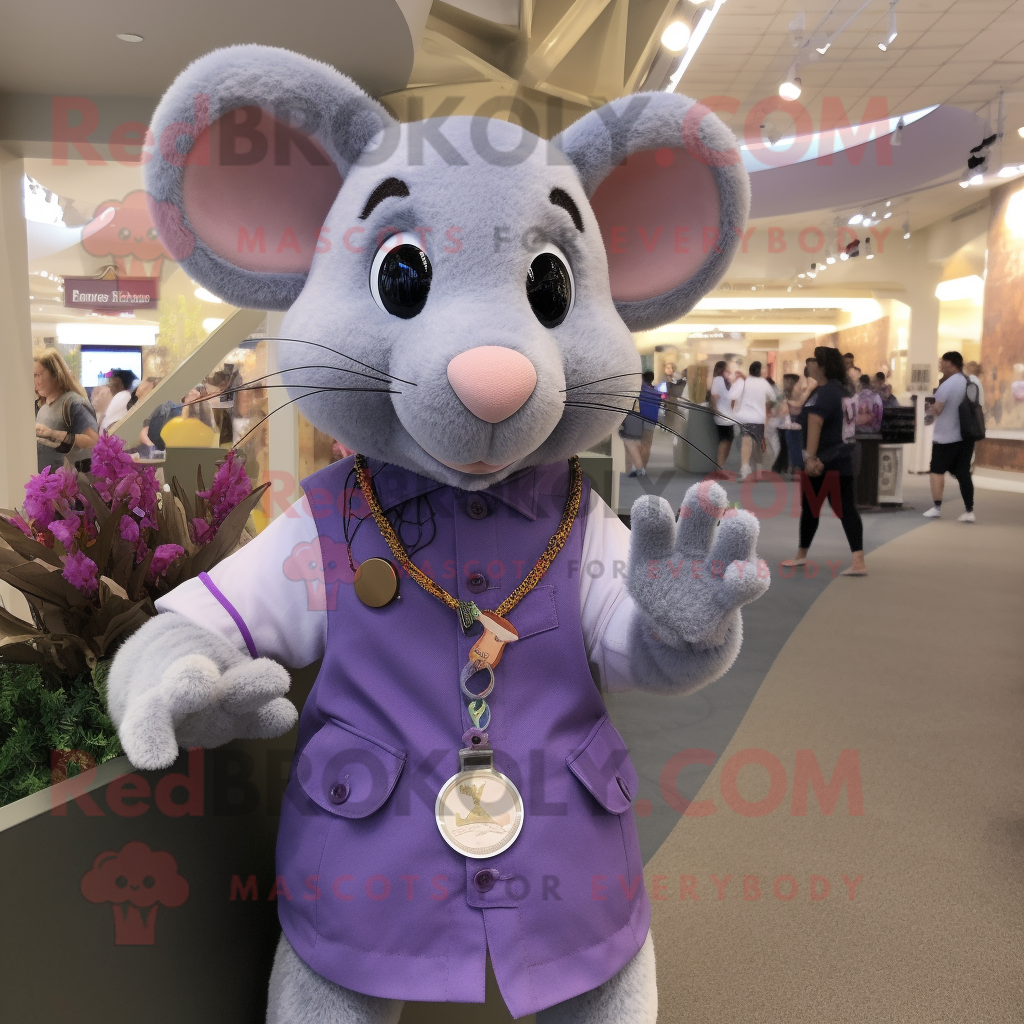Lavender Rat mascot costume character dressed with a Romper and Bracelet... - $1,199.00