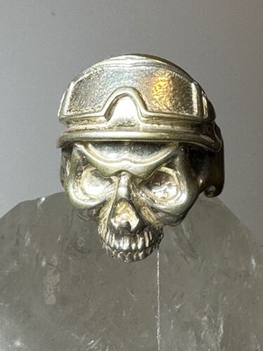 Skull ring size 10.25 biker band cast ring sterling silver from Ukraine Item image 3