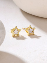Kicky and Perky 925 Sterling Silver Yellow Gold Plated Mother of Pearl S... - $41.99