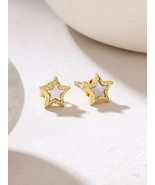 Kicky and Perky 925 Sterling Silver Yellow Gold Plated Mother of Pearl S... - $41.99