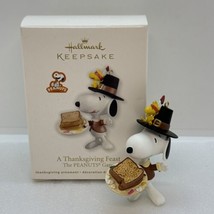 2012 Hallmark A Thanksgiving Feast Snoopy &amp; Woodstock P EAN Uts Christmas Ornament - $30.67