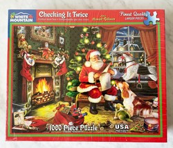 Checking It Twice Santa Christmas White Mountain Puzzle 1000 Piece 24&quot; x... - $23.70