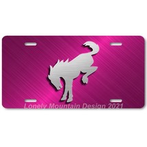 Ford Bronco Inspired Art Gray on Pink FLAT Aluminum Novelty License Tag ... - £14.36 GBP