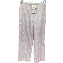 Lauren Vidal Plisse Pants Blush Pink Size M Wide Leg Ruffle Hem Cropped ... - £35.23 GBP