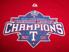 MLB Texas Rangers American League Champions 2010 Red Graphic T-Shirt - L - £13.83 GBP