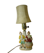 Vintage Handpainted Victorian Table Lamp Electric W/Shade 12&quot;T Tested Wo... - $34.65