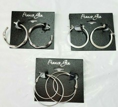 Franco Gia Earrings Hoops 3 Pair Silver Tone Metal  Lever &amp; Post Back #8... - £18.91 GBP