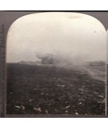 Vtg Stereoscope Card WWI Shells Bursting in Ruined French Village - £21.30 GBP