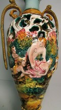 Rare Antique Capodimonte Sex Nude Figures Italian Pottery Lamp W/CHERUBS - £204.03 GBP