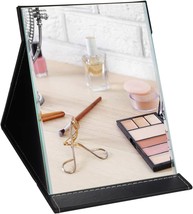 Portable Folding Makeup Mirror 10X7 Inches With Cosmetic Desktop, Black. - £31.02 GBP