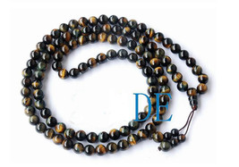 34&quot; A Grade Blue Tiger&#39;s Eye Tibetan Prayer Beads Mala - £15.65 GBP