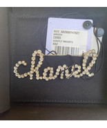 NWT Chanel Pearl Crystal Gold Runway Cursive Script &quot;Chanel&quot; Pin Brooch ... - £1,015.37 GBP