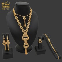 Fashion bracelet dubai wedding luxury gold plated necklace earrings ring bride gift set thumb200