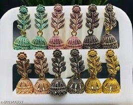 10 Pair Women And Girls Gold Plated Jhumki Earrings Fashion Jewelry Wedd... - £22.66 GBP
