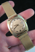 TIMEX MEN&#39;S WATCH vintage 23660 2572 winding date gold tone band 1970&#39;s NICE! - £70.99 GBP