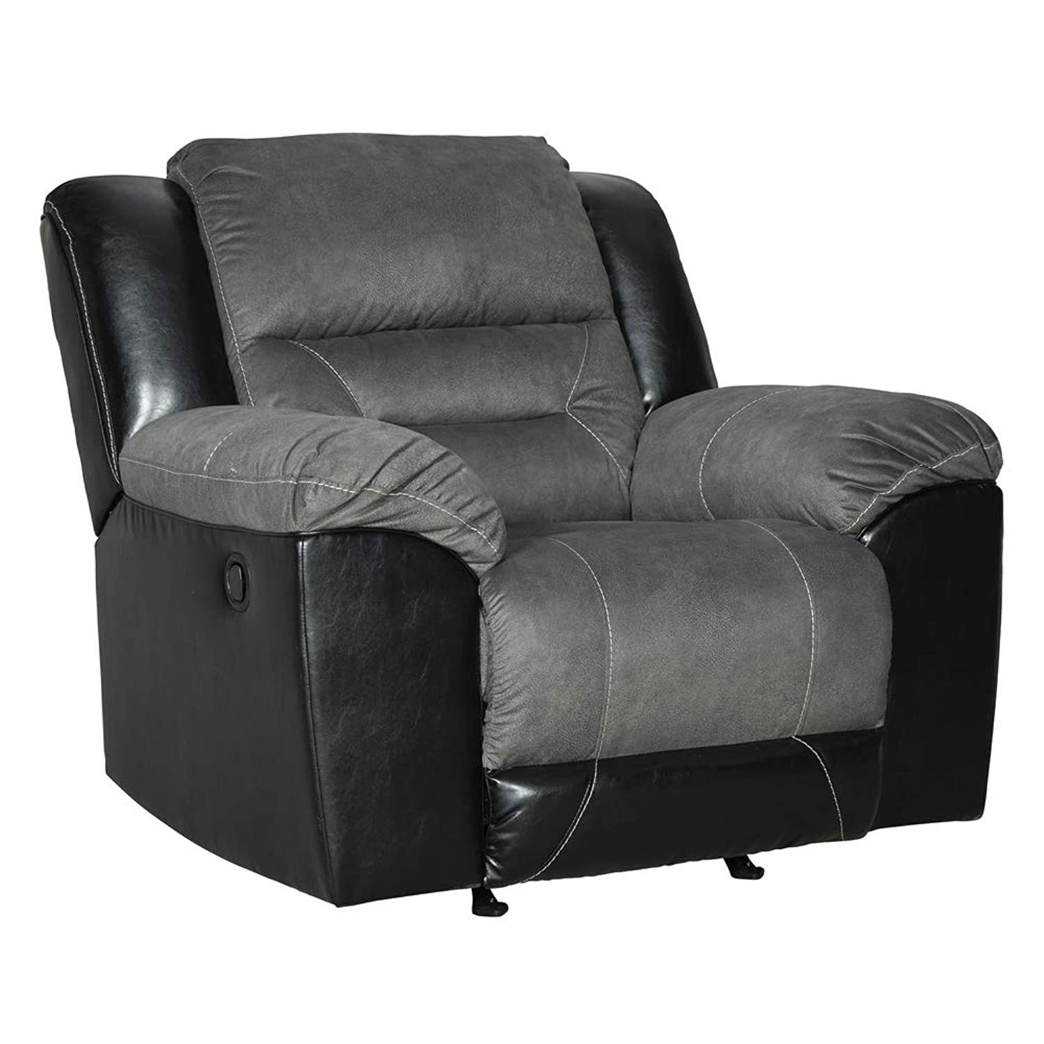 Signature Design by Ashley Earhart Faux Leather Manual Rocker Recliner, Gray - $965.99