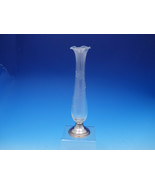 Gadroon by Crown Sterling Silver Vase w/Etched Glass 10 1/2&quot; Vintage (#3... - €213,13 EUR