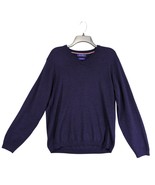 Alan Flusser Men&#39;s M Purple Merino Wool V-Neck Sweater Top, Academia Preppy - $27.35 CAD