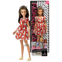 Year 2017 Barbie Fashionistas #97 Petite Hispanic Doll FJF57 Red Meow Mix Dress - £23.91 GBP