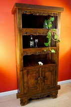 Teak reclaimed wood cabinet bookshelf solid wood shelf furniture carving... - $1,157.30