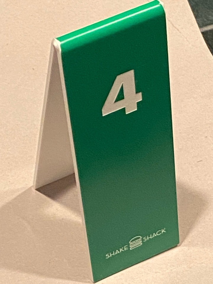 Shake Shack #4 Plastic Green Table Tent *Pre Owned* rrr1 - $12.99