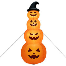 Inflatable Halloween Pumpkins Stack 8-Feet Built-in LED Lights Lawn Yard Decor - £63.69 GBP