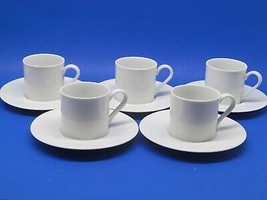 Dansk Tapestries Winter White Demitasse Flat Cups and Saucers Set of 5 - $59.00