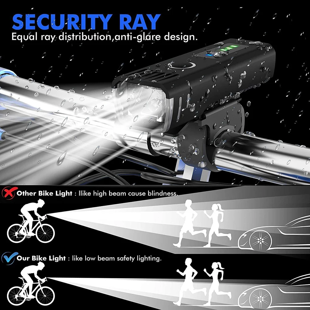 Bicycle Flashlight USB Charging MTB Front Lamp IPX6 Waterproof LED Bicycle Lig - £18.22 GBP