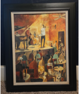Red Jazz Night Club Art Print By Didier Lourenco 30.5&quot; x 24.25&quot; Black Frame - $89.09