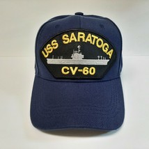 US Navy USS Saratoga CV-60 Men&#39;s Patch Cap Hat Navy Blue Acrylic - £10.09 GBP