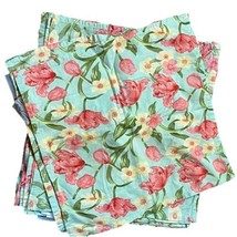 Set 10 April Cornell Pink Green Floral Tulip Dinner Napkins 16&quot; Cotton S... - £28.84 GBP