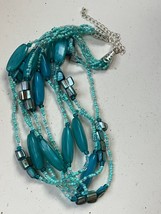 Multistrand Tiny Turquoise &amp; Large Aqua Blue Barrel Plastic &amp; Dyed Abalone Nugge - £10.46 GBP