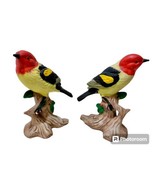 Western Tanager Birds Vintage Set Of 2 Porcelain Bisque Hand Painted Fig... - $30.09 CAD